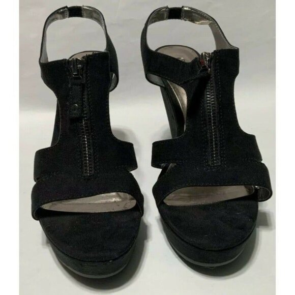 Carlos By Carlos Santana Black Pursuit Wedge Sandals With Zipper Closure Size 9 - Picture 2 of 5